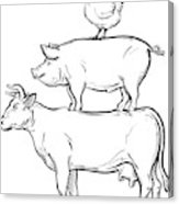 Hand Drawn Cow, Pig, Chicken Vector Illustration Canvas Print 163x186 Hand Drawn Cow, Pig, Chicken Vector Illustration Canvas Print