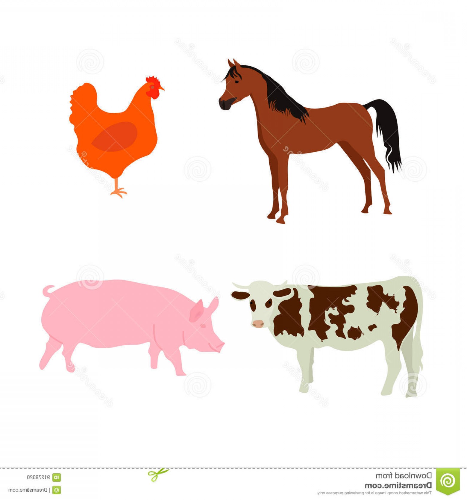 Stock Illustration Farm Animal Pig Set Cow Horse Hen Image Soidergi 1560x1668 Stock Illustration Farm Animal Pig Set Cow Horse Hen Image Soidergi