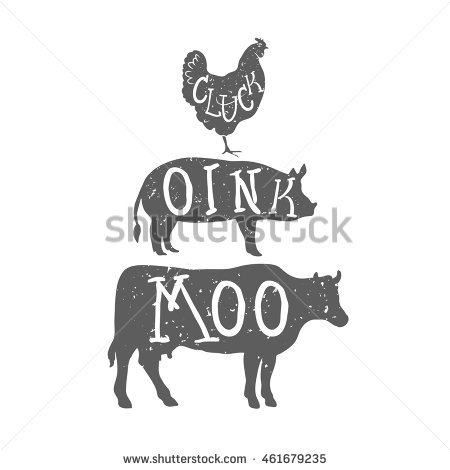 Cow Pig Chicken Silhouette 450x470 Cow Pig Chicken Silhouette