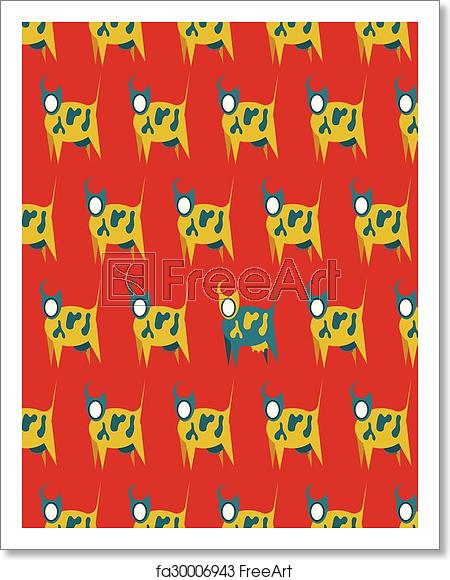 450x580 Free Art Print Of Suprematism Cow Pattern Vector Seamless Pattern