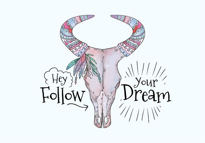 700x490 Boho Purple Cow Skull With Painting And Motivational Quote