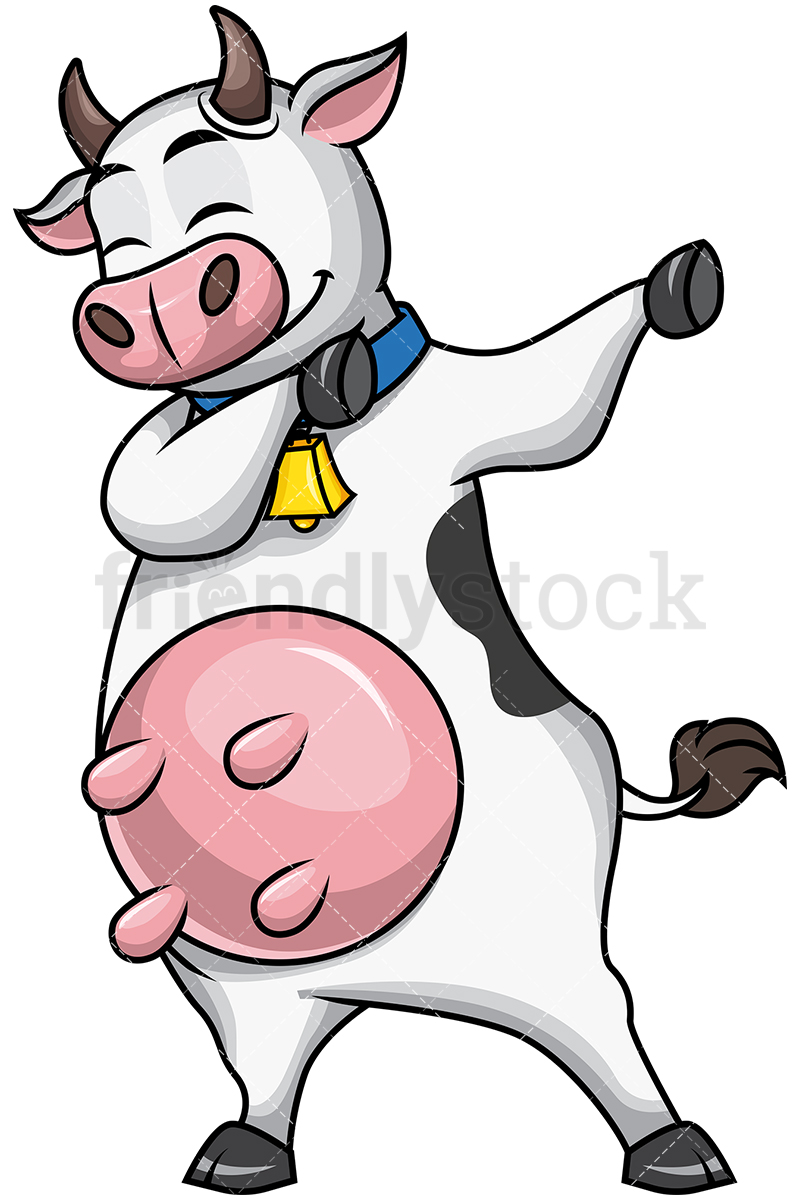 800x1200 Dabbing Cow Cartoon Vector Clipart