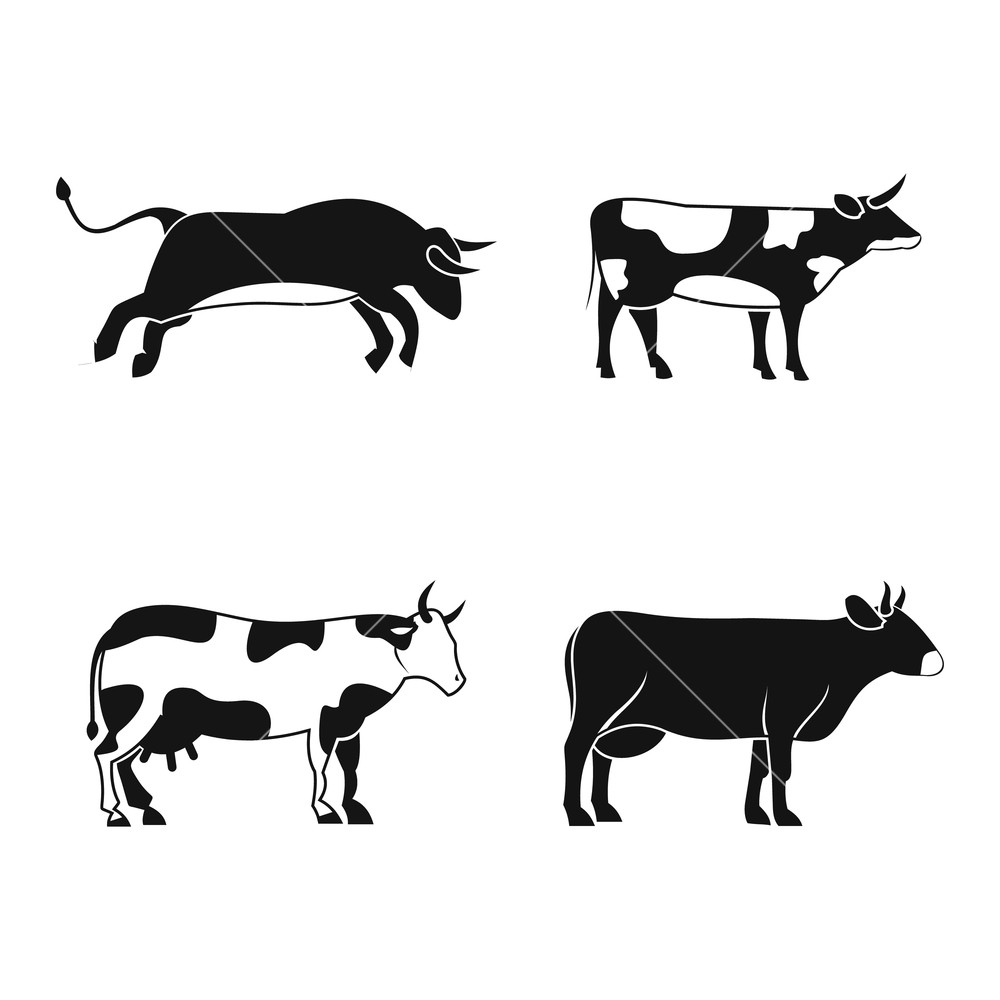 1000x1000 Bull, Cow Icon Set Simple Set Of Bull, Cow Vector Icons For Web