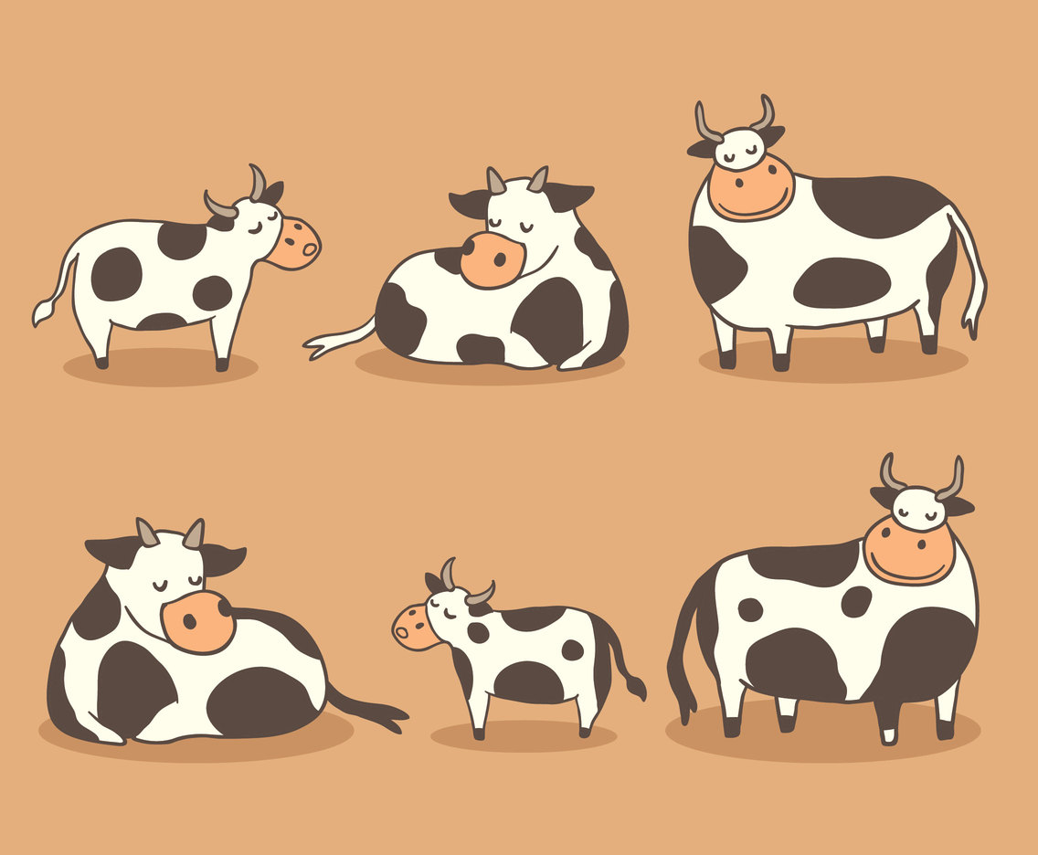 1136x936 Cute Cow And Calf Collection Vector Vector Art Graphics