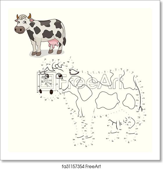 561x581 Free Art Print Of Connect The Dots Game Cow Vector Illustration