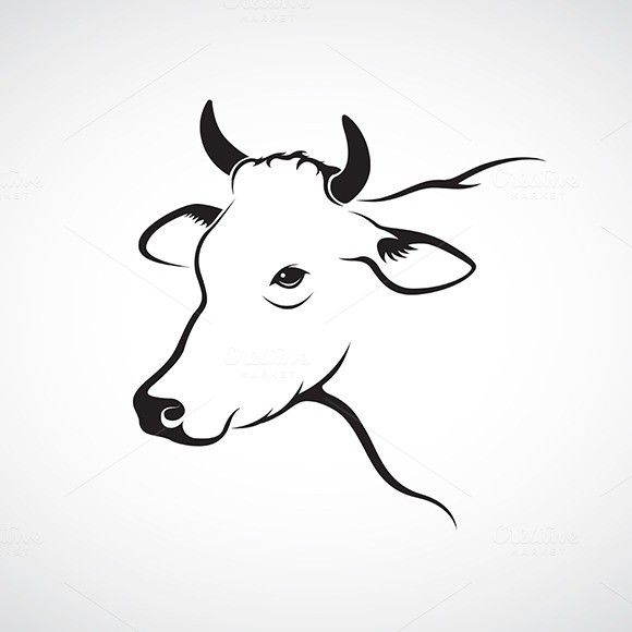 580x580 Vector Image Of An Cow Head Icons Cow Drawing, Cow Sketch