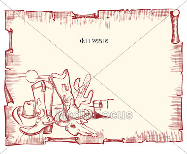 380x313 Stock Photo Cowboy Elements Wild Western Background Vector