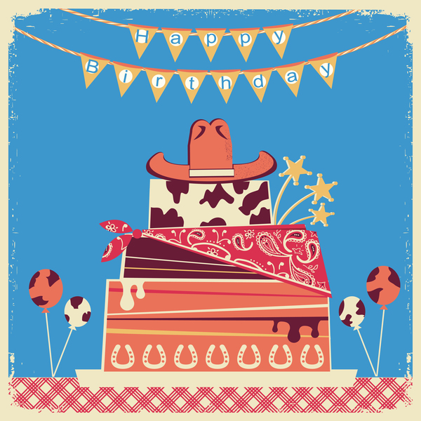 600x600 Cowboy Happy Birthday Background Vector Free Download