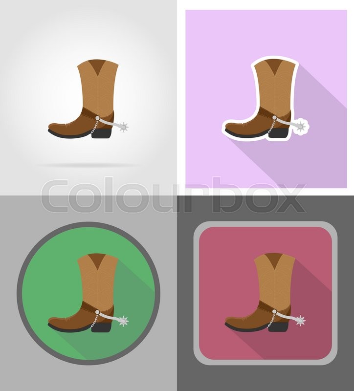 724x800 Cowboy Boots Wild West Flat Icons Stock Vector Colourbox