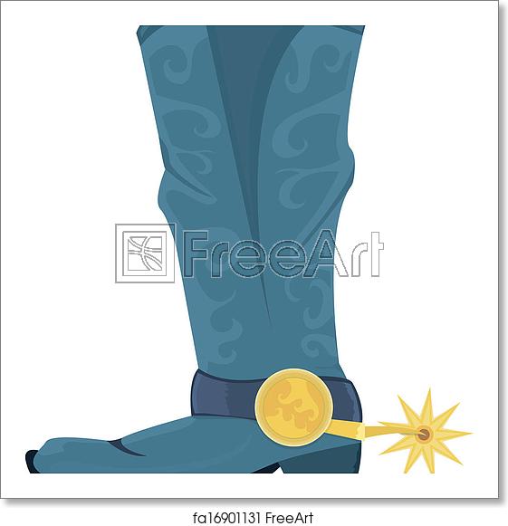 561x581 Free Art Print Of Vector Illustration Of Cowboy Boots With Spoor