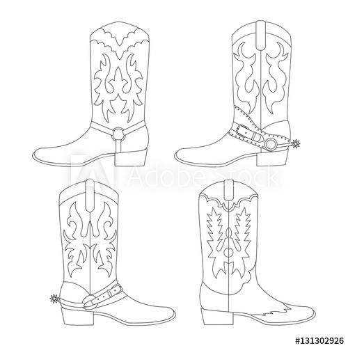 500x500 Set Of Cowboy Boots Vector Illustration