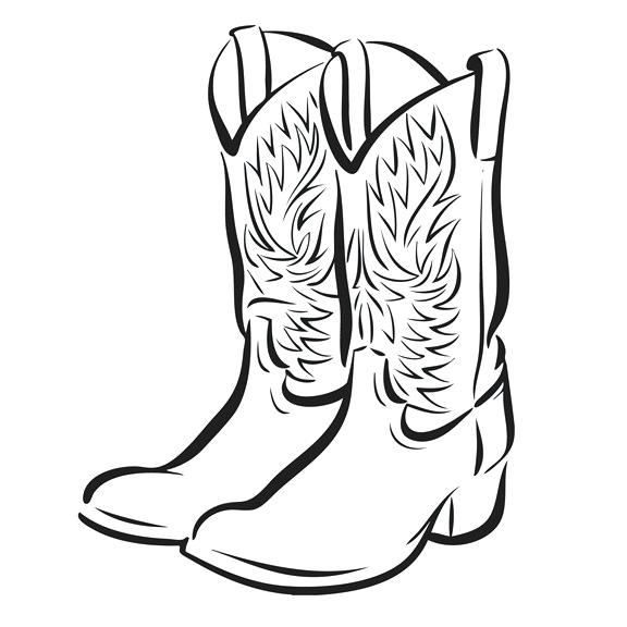 576x576 Cowboy Boots With Flowers Vector