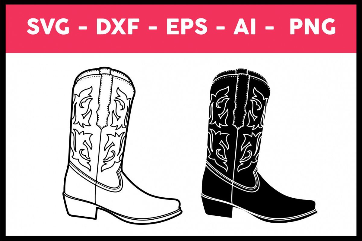 1200x800 Cowboy Boot Illustration, Vector, Png, Dxf