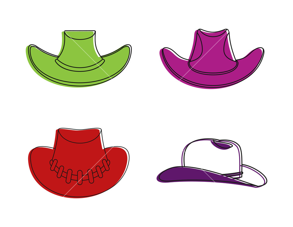 1000x773 Cowboy Hat Icon Set Color Outline Set Of Cowboy Hat Vector Icons