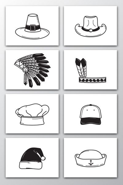 400x602 Line Hat Indian Cowboy Hat Chef Hat Cap Christmas Cap Vector Free