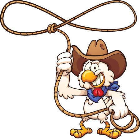 450x448 Cowboy Chicken With Lasso Vector Clip Art Illustration