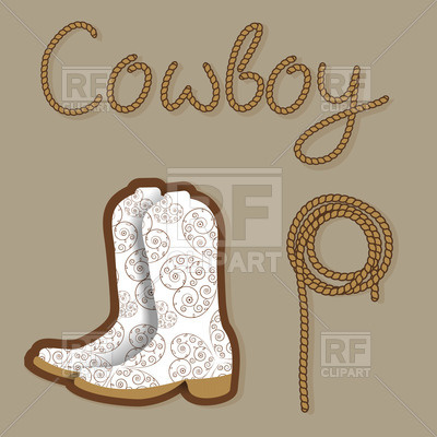 400x400 Cowboy Poster With Boots And Lasso Rope Vector Image Of Objects