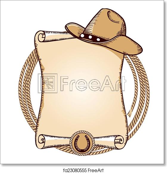 561x581 Free Art Print Of Cowboy Hat And Lasso Vector American