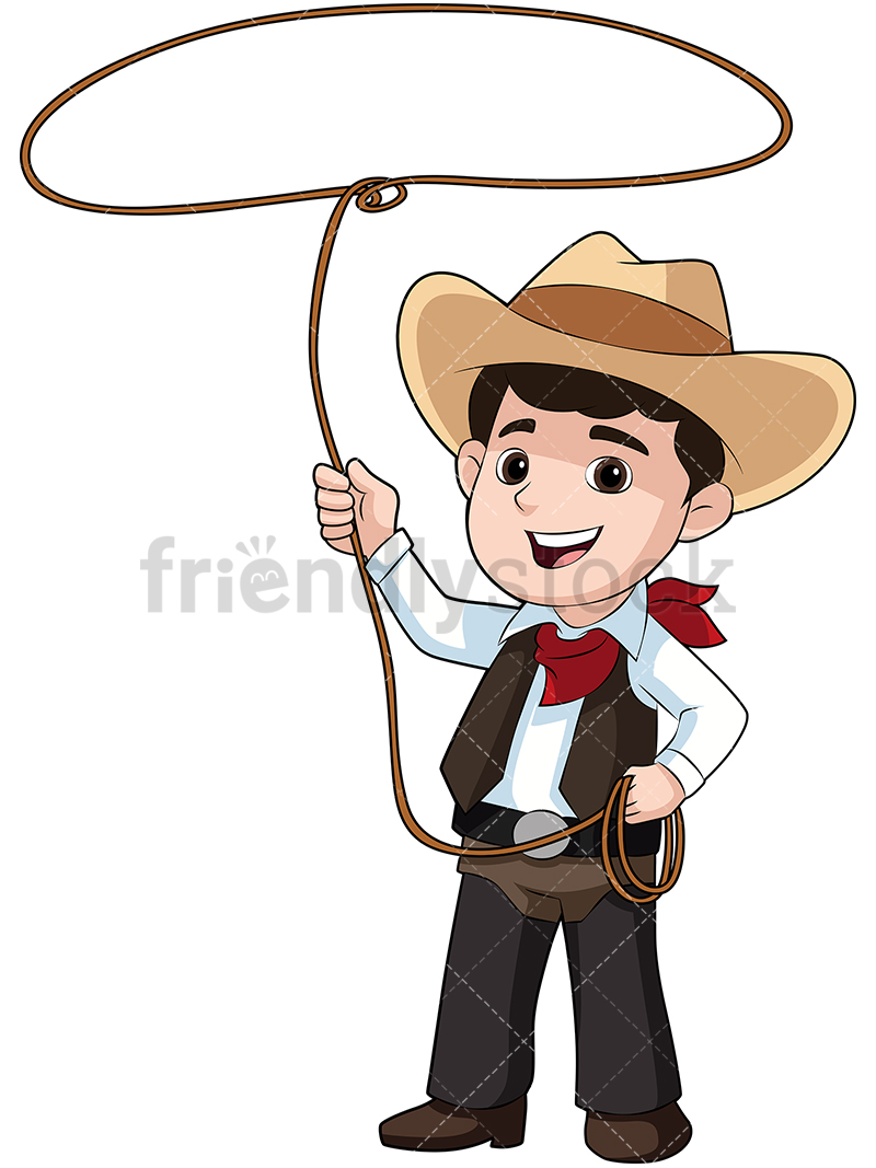 800x1067 Kid Cowboy With Lasso Cartoon Vector Clipart
