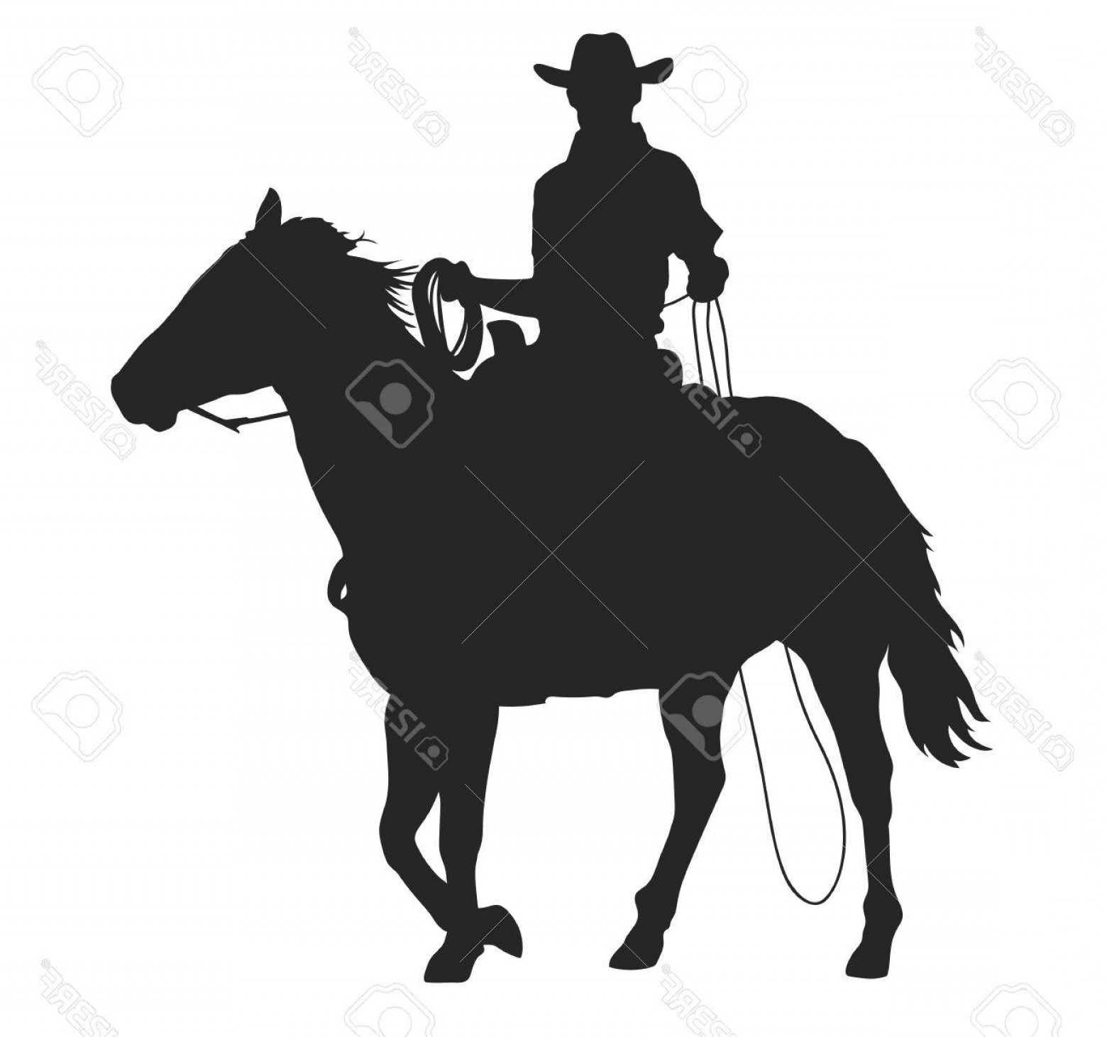 1560x1461 Photostock Vector Cowboy With Lasso Riding A Horse Isolated Vector