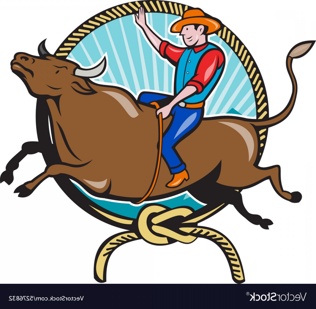 1200x1176 Rodeo Cowboy Bull Riding Lasso Cartoon Vector Soidergi