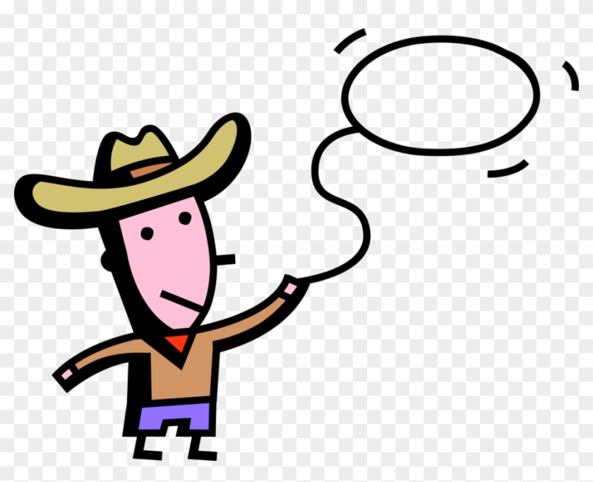 840x682 Vector Illustration Of Rodeo Cowboy With Lasso Lariat