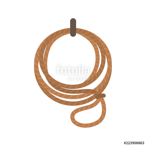 500x500 Cowboy Lasso Color Vector Icon Flat Design Stock Image