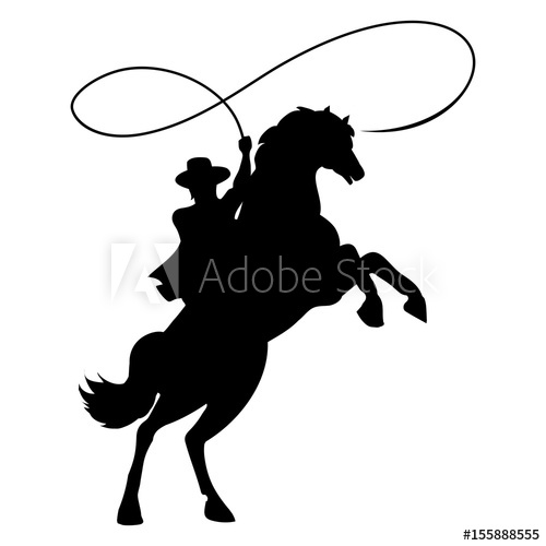 500x500 Cowboy Silhouette With Rope Lasso On Horse Vector Illustration