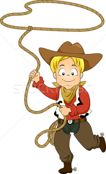 364x600 Kid Cowboy With Rope Vector Illustration Lenm