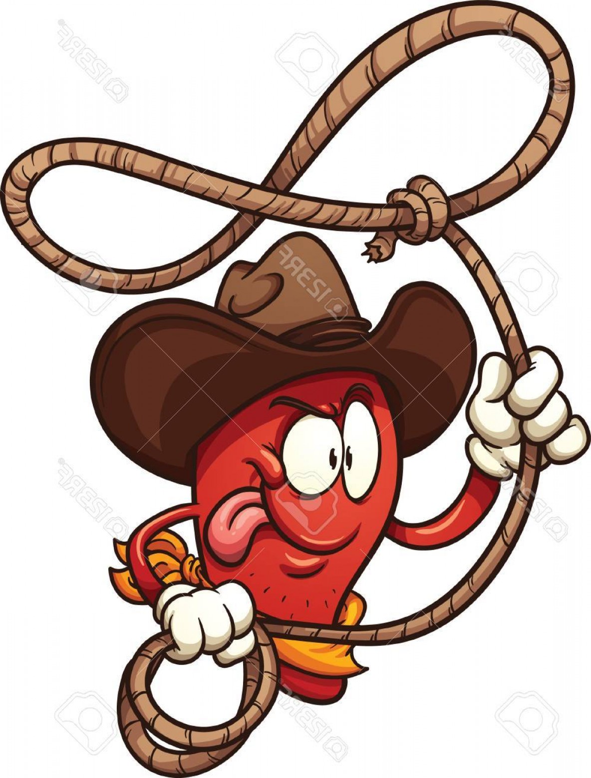 1184x1560 Photostock Vector Cowboy Chili Pepper With Lasso Vector Clip Art