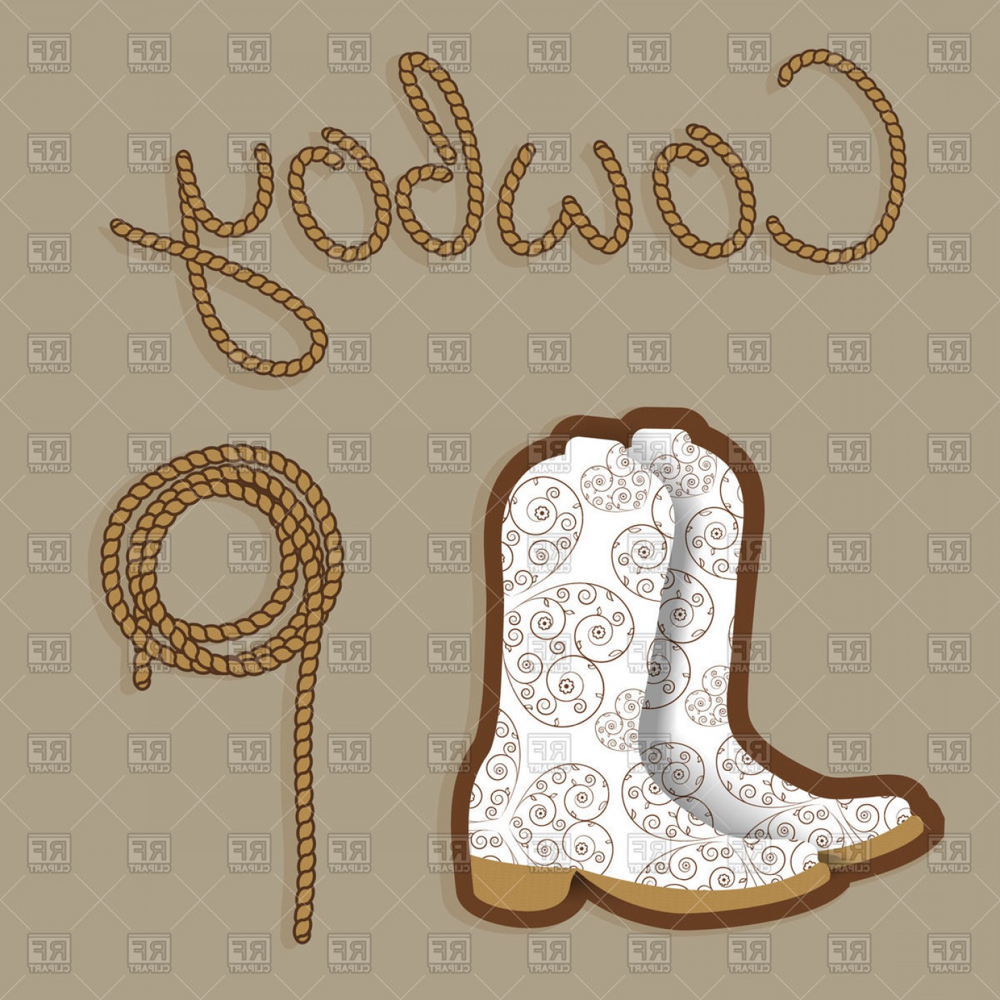 1440x1440 Cowboy Poster With Boots And Lasso Rope Vector Clipart Soidergi