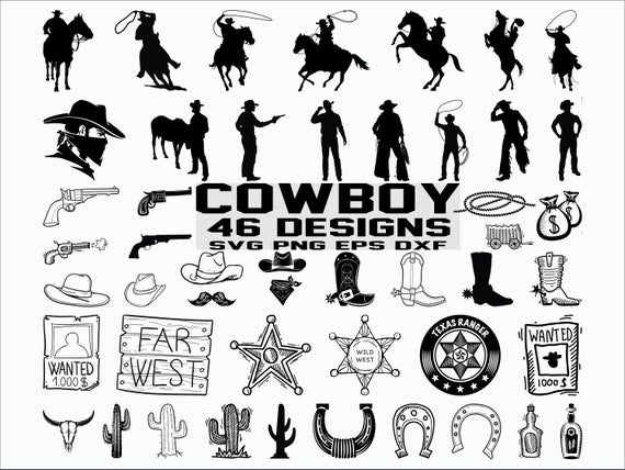 Cowboy Silhouette Vector at Vectorified.com | Collection of Cowboy ...