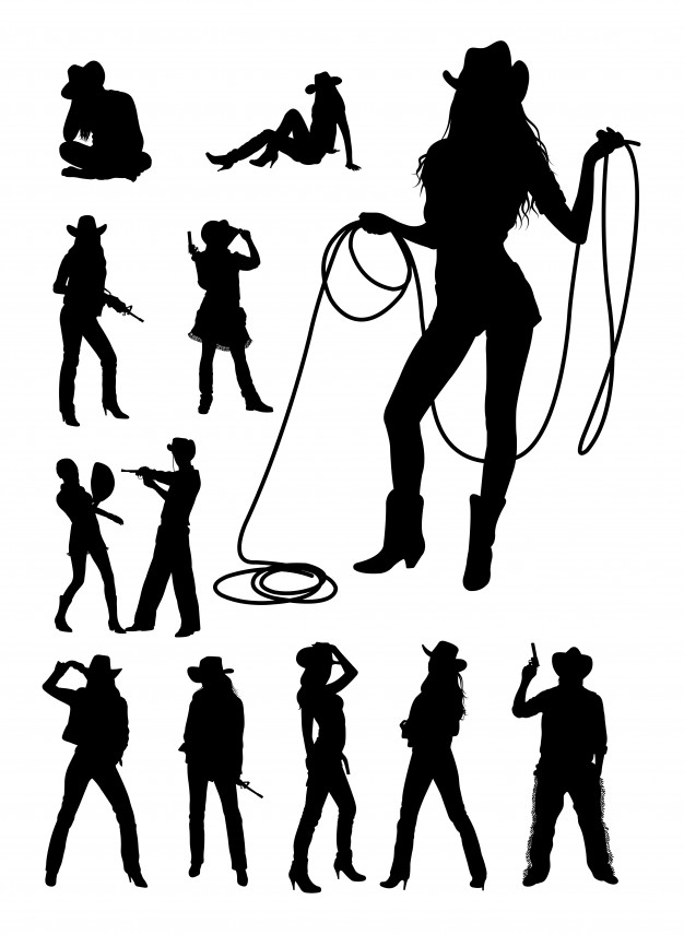 626x856 Cowboy And Cowgirl Silhouette Vector Premium Download