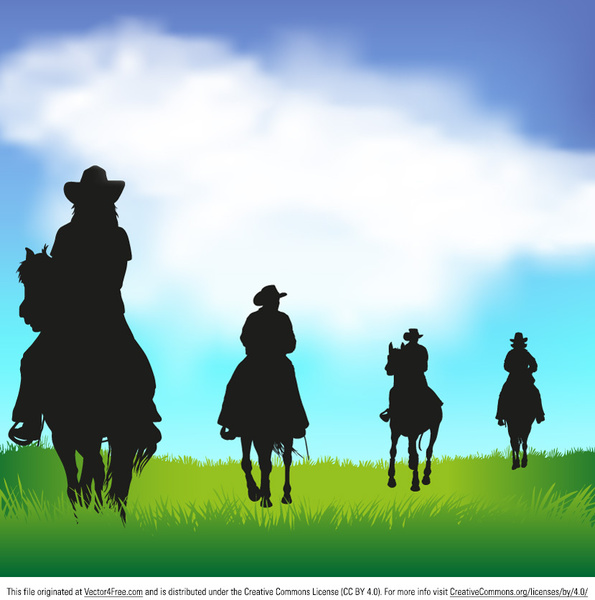 595x600 Cowboy Silhouette Vector Free Vector In Encapsulated Postscript