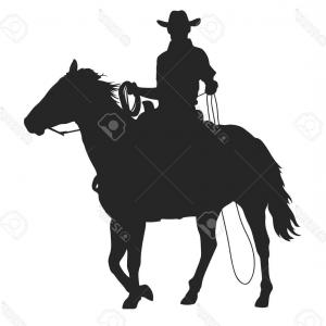 300x300 Photostock Vector Cowboy With Lasso Riding A Horse Isolated Vector