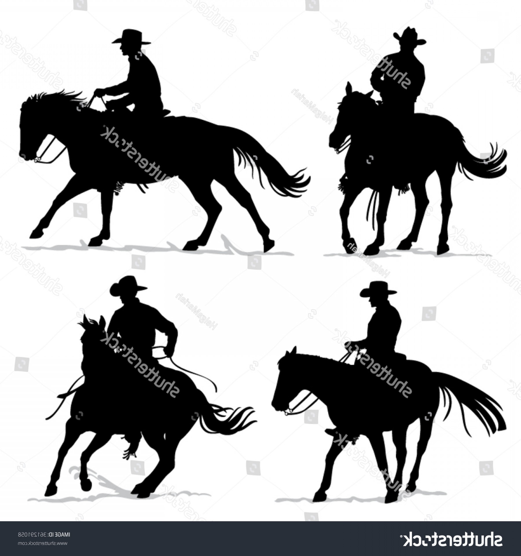 1800x1920 Set Cowboy Horse Silhouettes Western Riding Newwaysys