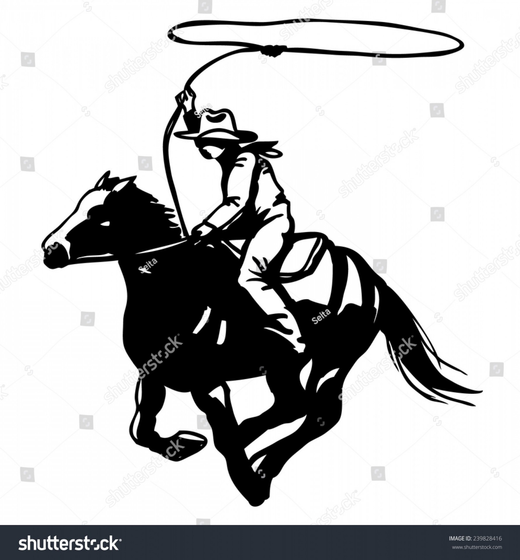 2142x2304 Cowboy Lasso On Horse Silhouette Vector Catchsplace