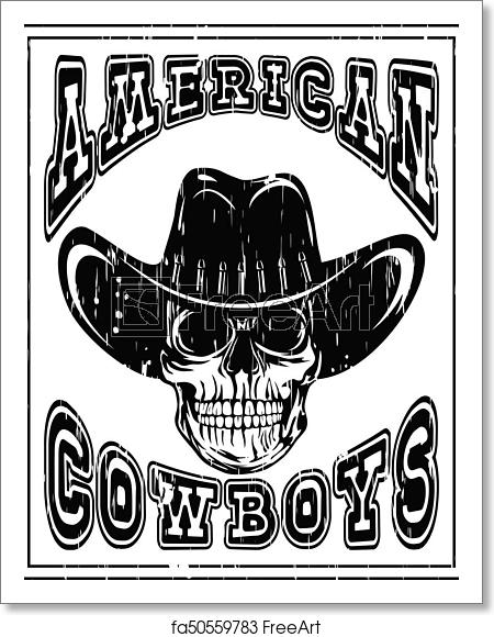 450x580 Free Art Print Of American Cowboy Skull Var Vector Illustration