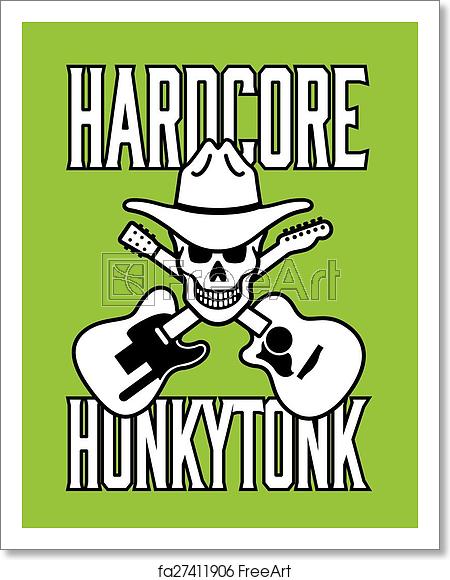 450x580 Free Art Print Of Hardcore Honkytonk Skull Vector Skull