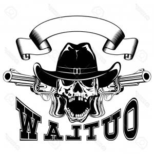 300x300 Photostock Vector Vector Illustration Cowboy Skull In Hat And Two