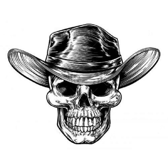 700x700 Realistic Cowboy Skull Graphic Design Vector