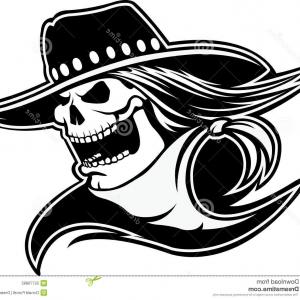300x300 Stock Illustration Cowboy Skull Cartoon Black White Western Hat