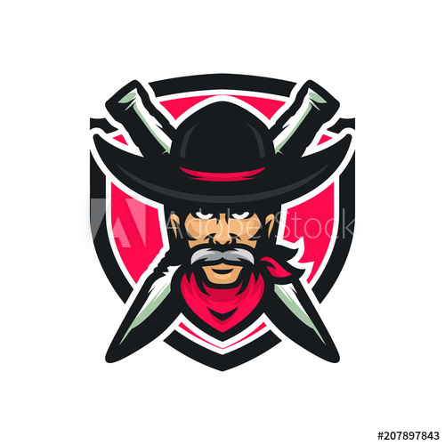 500x500 Cowboy Vector Mascot Icon Illustration
