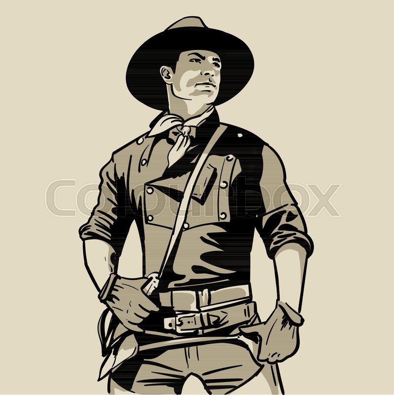 799x800 Man With Cowboy Hat And Shirt And Stock Vector Colourbox
