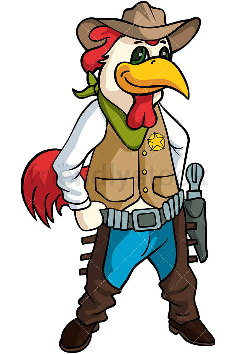 800x1200 Rooster Cowboy Cartoon Clipart Vector