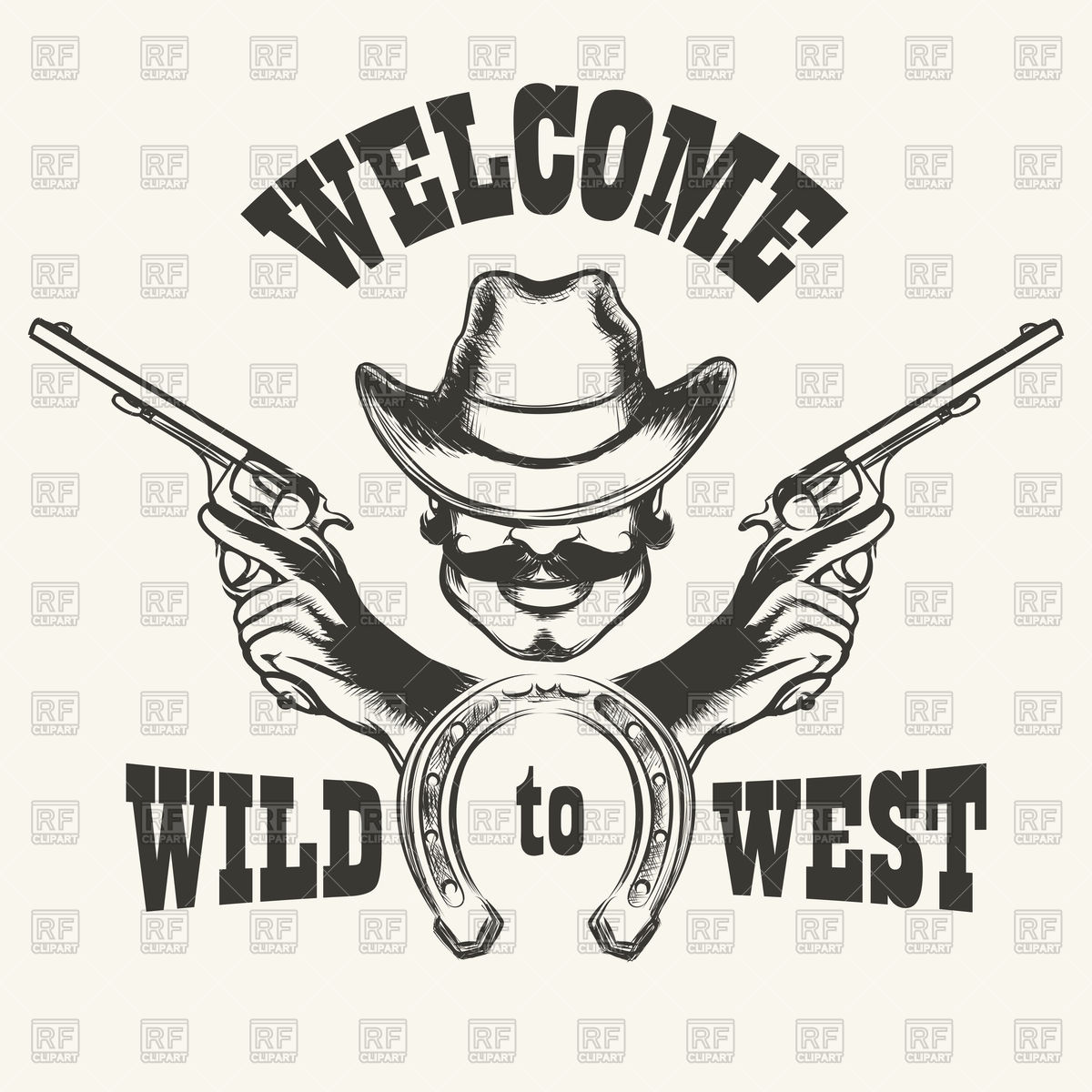1200x1200 Retro Poster Welcome To Wild West Vector Image Of People