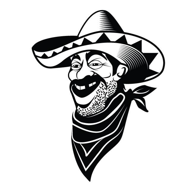 660x660 Black And White Illustration Of A Cowboy With Mexican Hat Free
