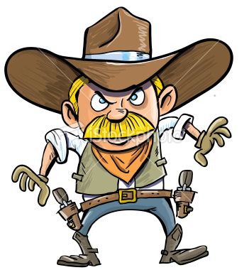 351x380 Cartoon Cowboy With Gun Belt And Hat Isolated On White Drawings