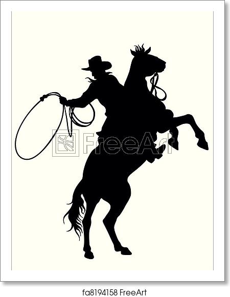 450x580 Free Art Print Of Cowboy Vector Silhouettes Freeart