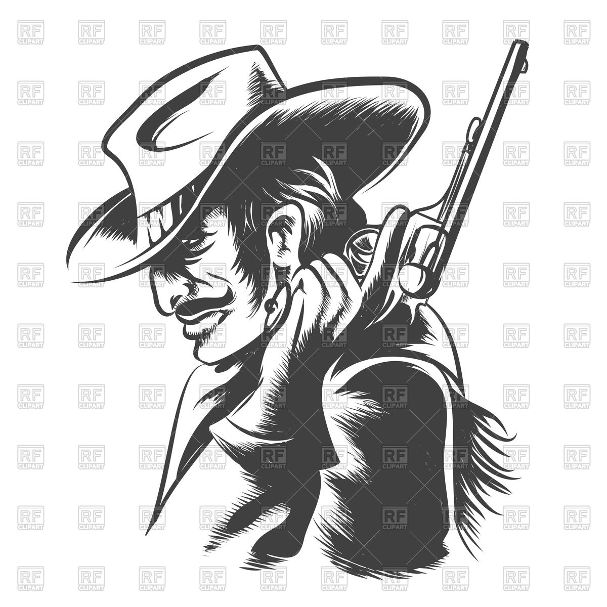 1200x1200 Man In Cowboy Clothes With Revolver Vector Image Of People